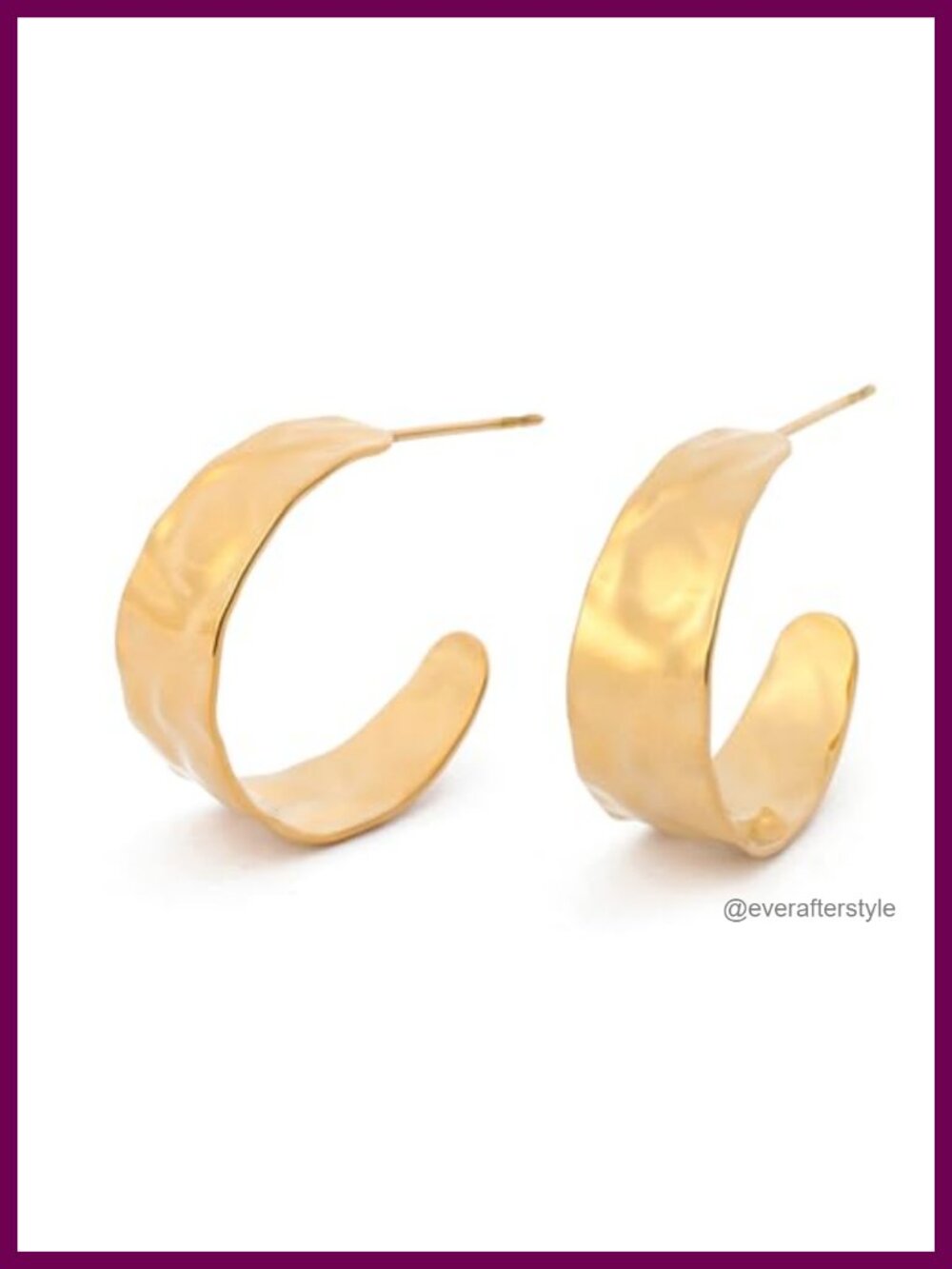 18K Gold Plated Hoop Earrings for Women Chunky Huggie Hammered Minimalist